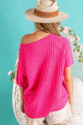 BiBi Women’s Textured Round Neck Short Sleeve Knit Top - Stylish & Versatile